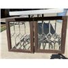 Image 2 : LEADED BEVEL GLASS WINDOWS, PAIR