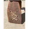 Image 3 : VINTAGE HANDCRAFTED LEATHER, SINEW, AND WOOD CAMEL SADDLE FOOTSTOOL AND LEATHER DOCTOR'S BAG