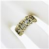 Image 3 : Vintage Blackened 18k Yellow Gold Nugget Dots Textured Eternity Wide Band Ring