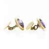 Image 4 : Men's Vintage 14K Yellow Gold 8 ctw Round Bezel Amethyst Polished Frame Cuff Lin