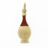 Image 1 : Vintage 18k Yellow Gold Canister Jug W/ Reddish Enamel Textured Charm Pendant
