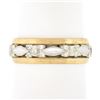 Image 1 : Lohengrin Vintage 14k TT Gold 6mm Floral Open Work Grooved Sides Wide Band Ring