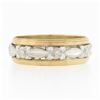 Image 4 : Lohengrin Vintage 14k TT Gold 6mm Floral Open Work Grooved Sides Wide Band Ring