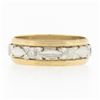 Image 5 : Lohengrin Vintage 14k TT Gold 6mm Floral Open Work Grooved Sides Wide Band Ring