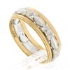 Image 7 : Lohengrin Vintage 14k TT Gold 6mm Floral Open Work Grooved Sides Wide Band Ring