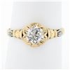 Image 2 : Antique Victorian 18k Gold GIA European Diamond Flower Basket Engagement Ring