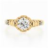 Image 5 : Antique Victorian 18k Gold GIA European Diamond Flower Basket Engagement Ring