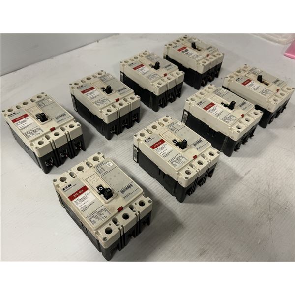Lot of (8) Eaton #HFD3050BP10 Industrial Circuit Breakers