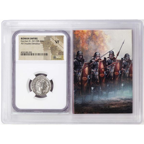 Roman Empire 238-244 AD Gordian III AR Double Denarius Ancient Coin NGC VF Story Box