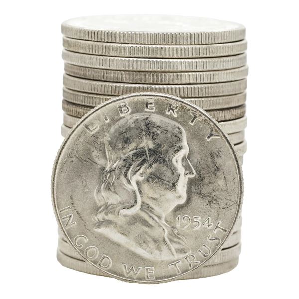Roll of (20) 1954-D Brilliant Uncirculated Franklin Half Dollar Coins