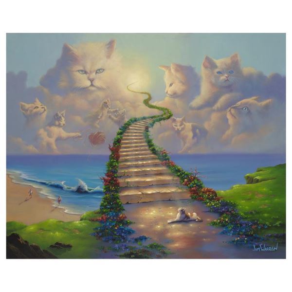 Jim Warren "All Cats Go To Heaven" Limited Edition Giclee On Canvas