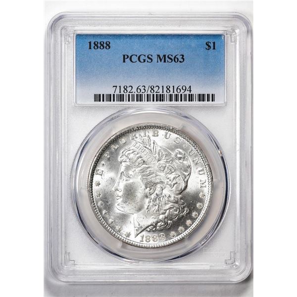 1888 $1 Morgan Silver Dollar Coin PCGS MS63