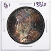 Image 1 : 1886 $1 Morgan Silver Dollar Coin Amazing Toning
