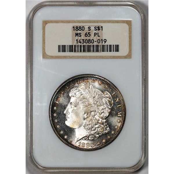 1880-S $1 Morgan Silver Dollar Coin NGC MS65PL Old Fatty Holder