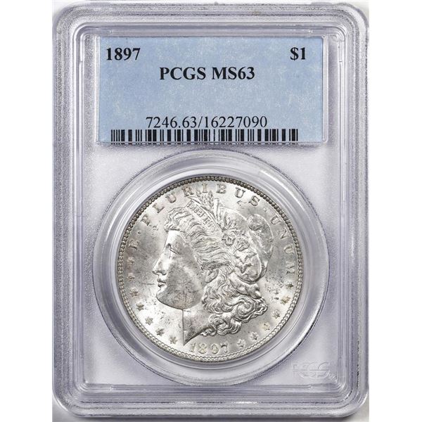 1897 $1 Morgan Silver Dollar Coin PCGS MS63
