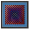 Victor Vasarely "Alom (Blue/Red) De La Serie Folklore Planetaire" Mixed Media Print