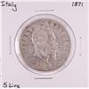 1871 Italy 5 Lire Silver Coin