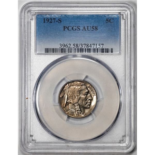 1927-S Buffalo Nickel Cent Coin PCGS AU58
