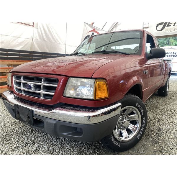 A8 -- 2002 FORD RANGER, RED, 155120 KMS, REAR WHEEL DRIVE,  REBUILT STATUS, 3 ACCIDENTS, 1 GLASS CLA