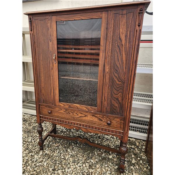 705 -- VINTAGE HARDWOOD DISPLAY CABINET