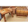 Image 2 : 340 -- WICKER BASKETS AND WOOD STOOL