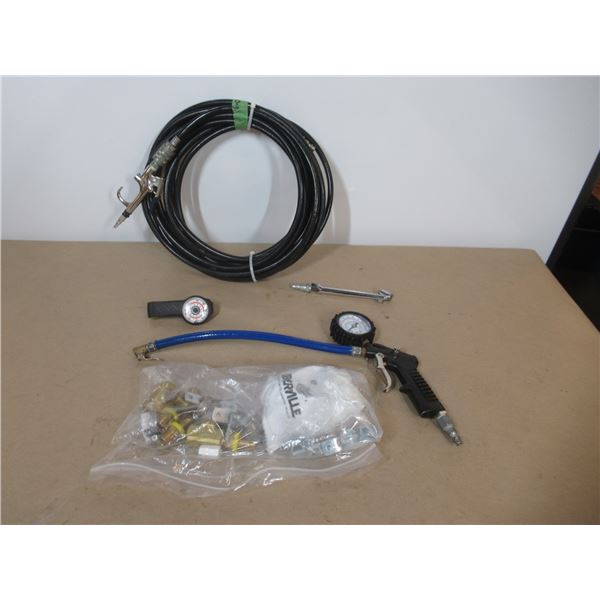 LOT: COMRESSOR HOSE,FITTINGS, INFLATORS ASST