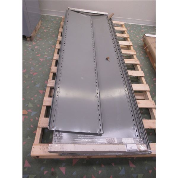 LOT: 8 METAL SHELVING UPTIGHTS ASST SIZES * INDENTATIONS POSSIBLE*