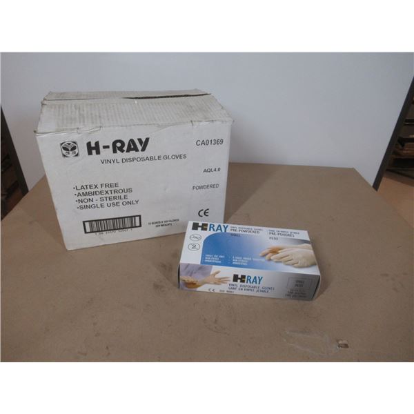 BOX OF 100 PRE-POWDERED DISPOSABLE VINYL GLOVES-SM