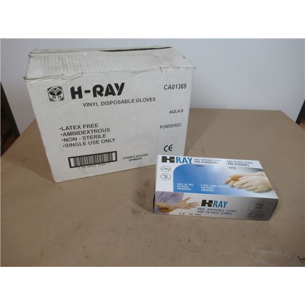 BOX OF 100 PRE-POWDERED DISPOSABLE VINYL GLOVES-SM