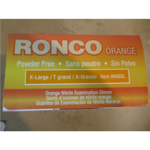 BOX OF 100 NITRILE GLOVES RONCO ORANGE XL