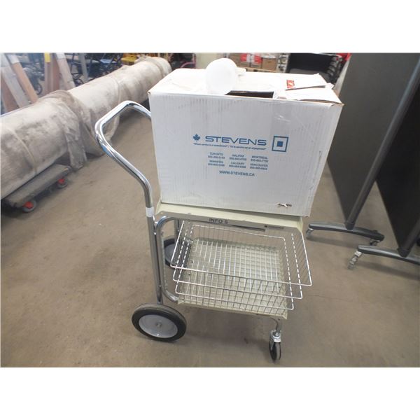 Small Cart On wheels & Box Of Spray Bottles