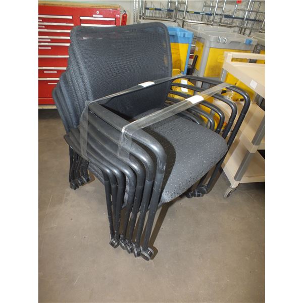 7 Black Stacking Chairs On Wheels