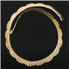 Image 5 : Vintage 18K Gold 17" Bezel Diamond Wide Textured Flared Wavy Link Chain Necklace