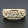 Image 2 : Unisex Fancy 10k Yellow Gold 2 ctw Round Brilliant Diamond Wide Cluster Band Rin