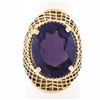Image 1 : Vintage 14k Gold Oval Synthetic Alexandrite Crisscross Open Work Solitaire Ring