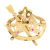 Image 3 : Antique 14k TT Gold Diamond & Ruby Detailed Crown w/ Scepter Pin Brooch Pendant