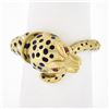 Image 1 : Vintage 18k Gold Ruby Eyes Detailed Blue Enamel Dot Spotted Leopard Serpent Ring