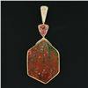 Image 5 : NEW 22k 14k Gold Bezel Hexagon Ammolite & Triangle Imperial Topaz Large Pendant
