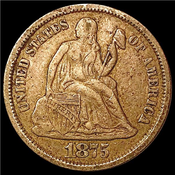 1875 Seated Liberty Dime LIGHTLY CIRCULATED