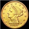 Image 1 : 1905 $2.50 Gold Quarter Eagle UNCIRCULATED