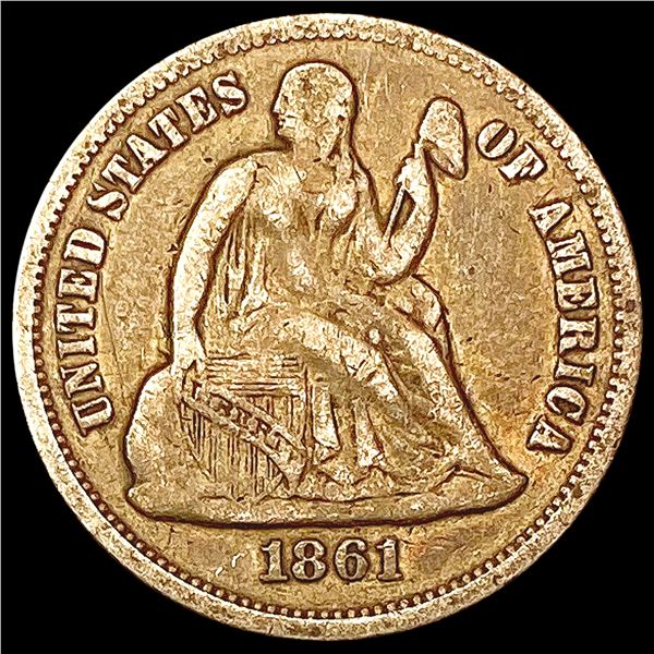 1861 Seated Liberty Dime LIGHTLY CIRCULATED