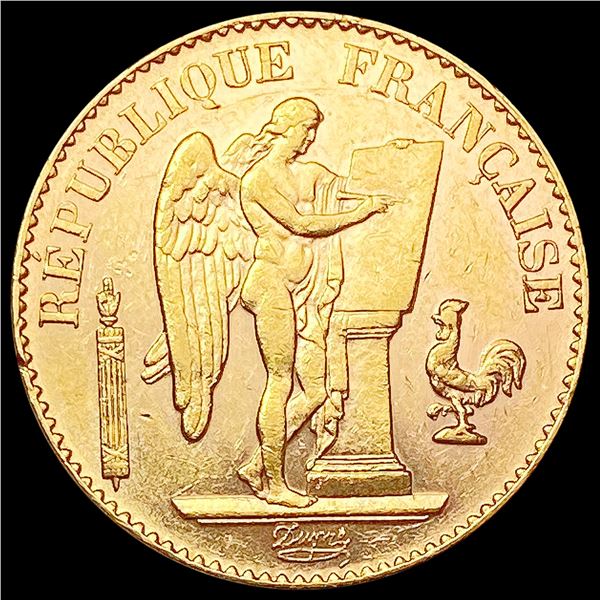1898 .1867oz Gold French Angel 20 Franc CHOICE AU