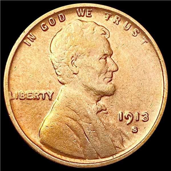 1913-S Wheat Cent CLOSELY UNCIRCULATED