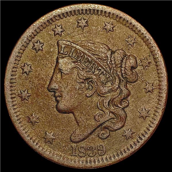 1839 Coronet Head Large Cent LIGHTLY CIRCULATED