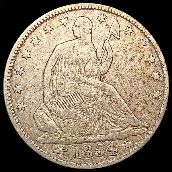 1854 Arrows Seated Liberty Half Dollar LIGHTLY CIRCULATED