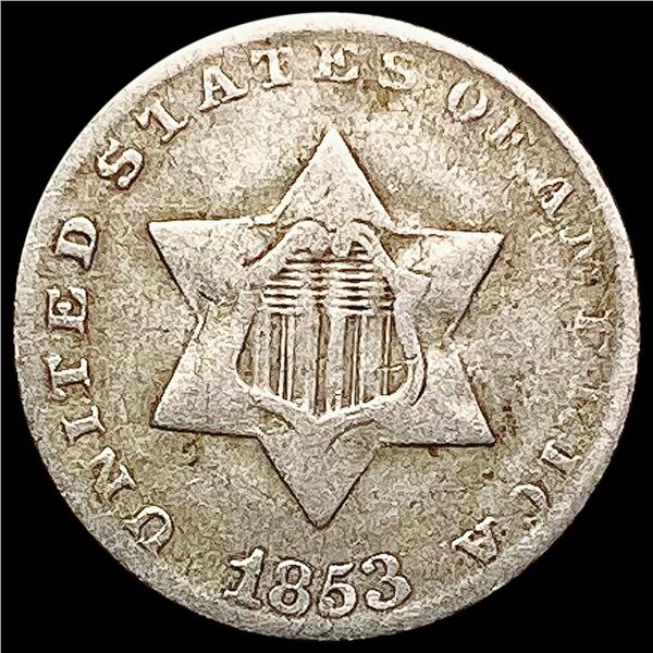 1853 Silver Three Cent NEARLY UNCIRCULATED