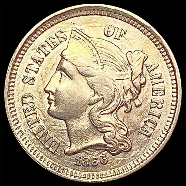 1866 Nickel Three Cent CLOSELY UNCIRCULATED