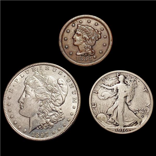 1854-1916 Varied US Coinage Lot [3 Coins] HIGH GRADE