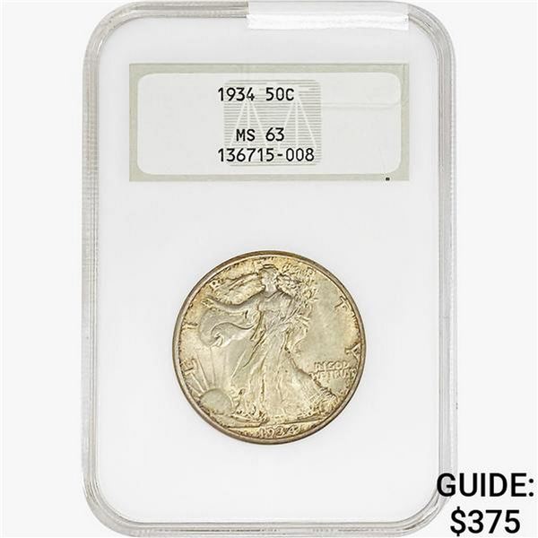 1934 Walking Liberty Half Dollar NGC MS63