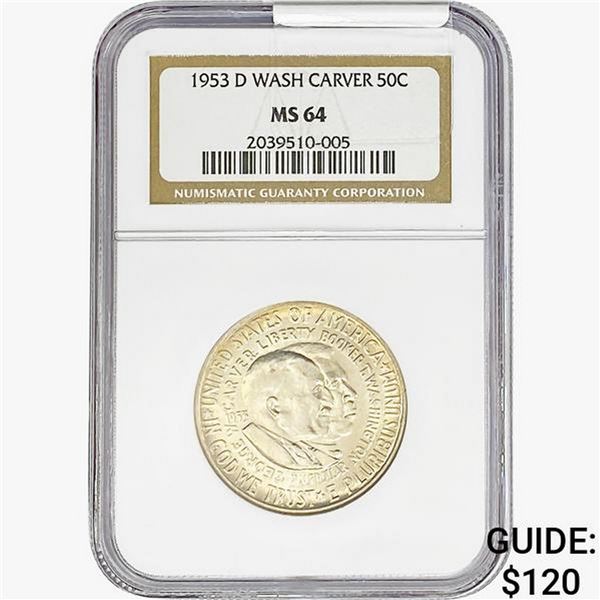 1953-D Washington Carver Half Dollar NGC MS64